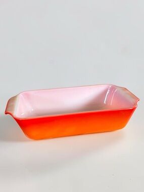 Fire King Peach Lustre Loaf Pan Anchor Hocking Vintage Baking Dish